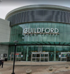 front facing shot of main entrance to guildford town centre shopping mall