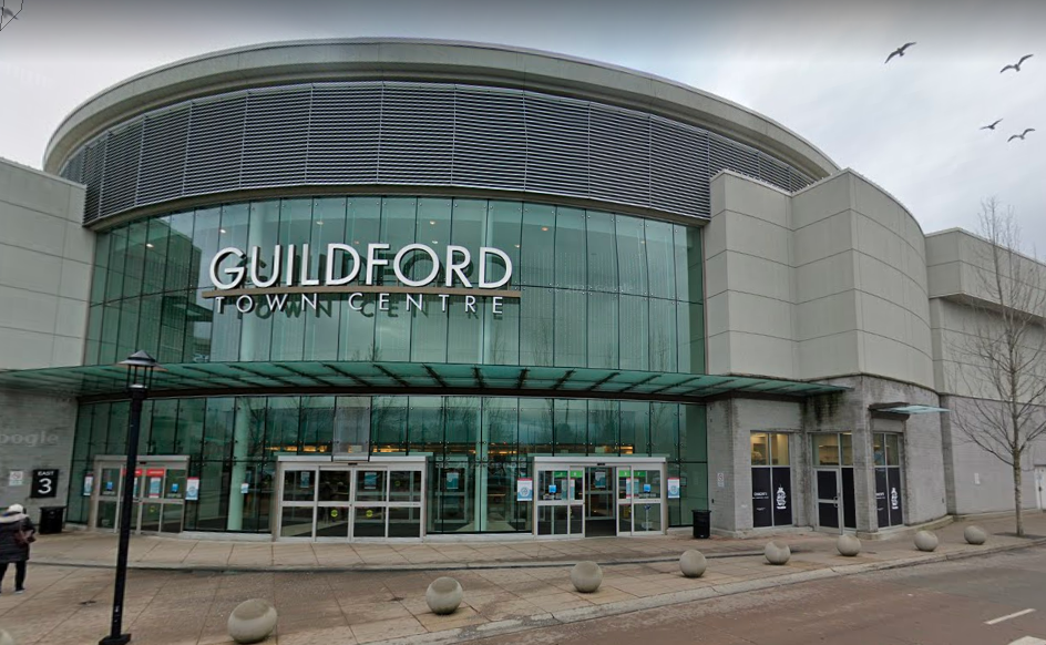 front entrance shot of guildford town centre in surrey