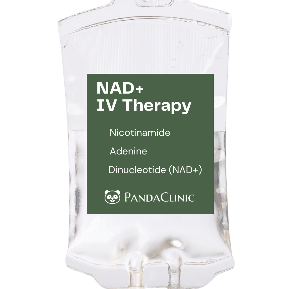 Image of NAD+ IV Therapy bag with clear solution. Panda Clinic offers NAD+ IV Therapy in Burnaby featuring Nicotinamide, Adenine, and Dinucleotide (NAD+). Rejuvenate your body and mind with our NAD+ IV Therapy. Visit Panda Clinic in Burnaby for advanced and effective IV treatments. Our clinic provides the best NAD+ IV Therapy in Burnaby to help boost your energy and improve overall wellness. Schedule your NAD+ IV Therapy session today at Panda Clinic in Burnaby.