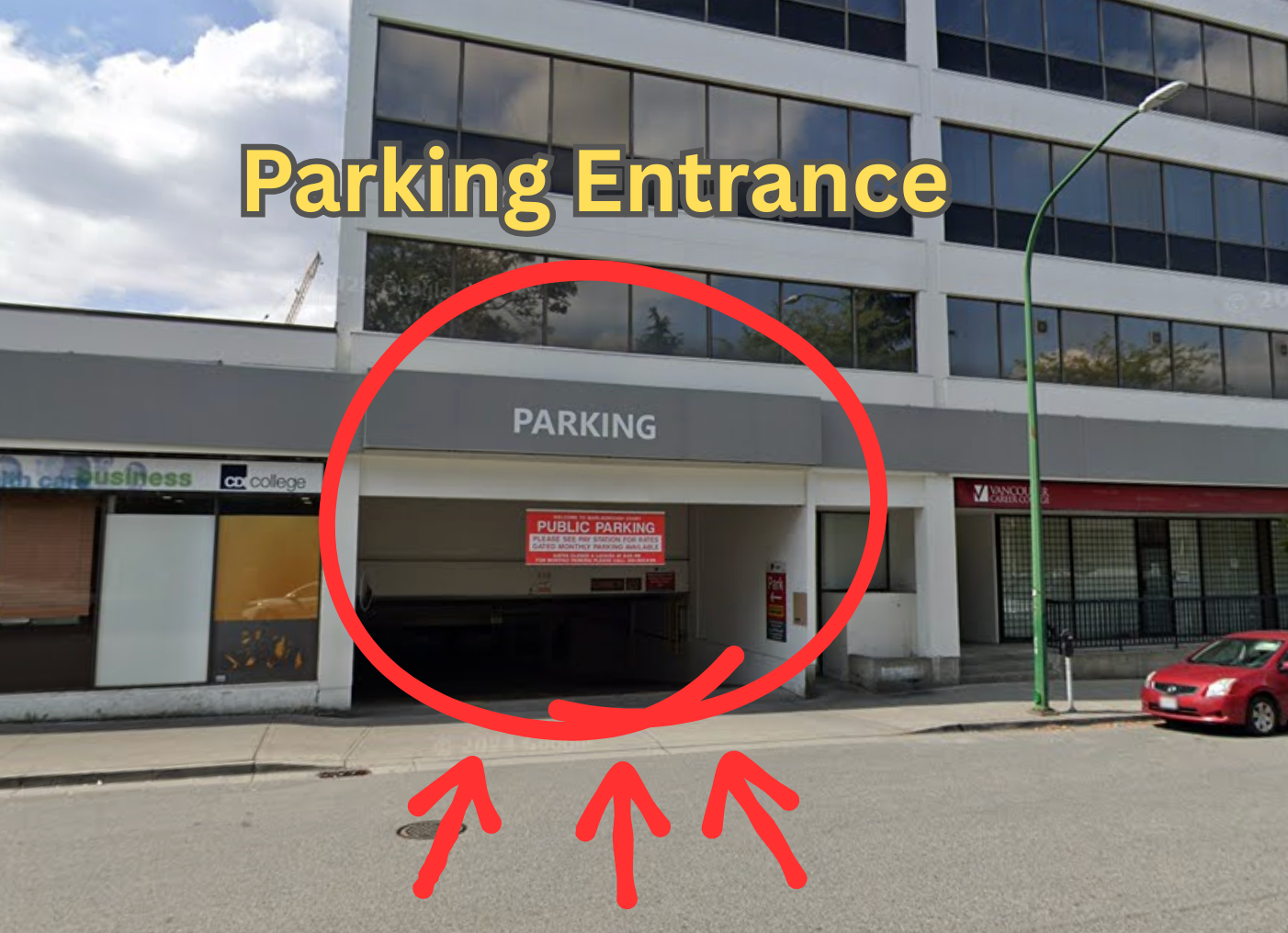 Parking entrance at rear of Newmark building in Metrotown Burnaby